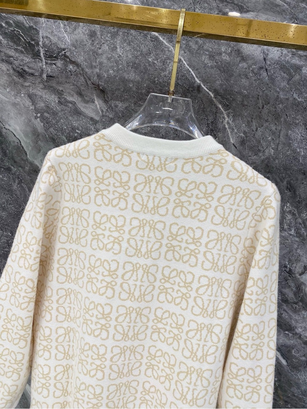 Loewe Cream and Beige Anagram-Jacquard Sweater - Picture 7 of 8